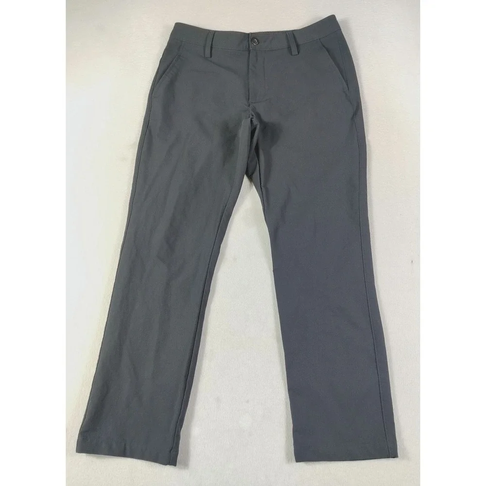 Under Armour Tech Pants Mens 34 Black Microfiber Chino Golf Performance Casual
